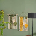 Woven Cotton Rope Leaf Wall Hanging with Wooden Rod - Green - view 5
