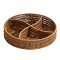 Woven Imitation Rattan Round Storage Basket with Compartments - view 2