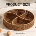 Woven Imitation Rattan Round Storage Basket with Compartments - view 3