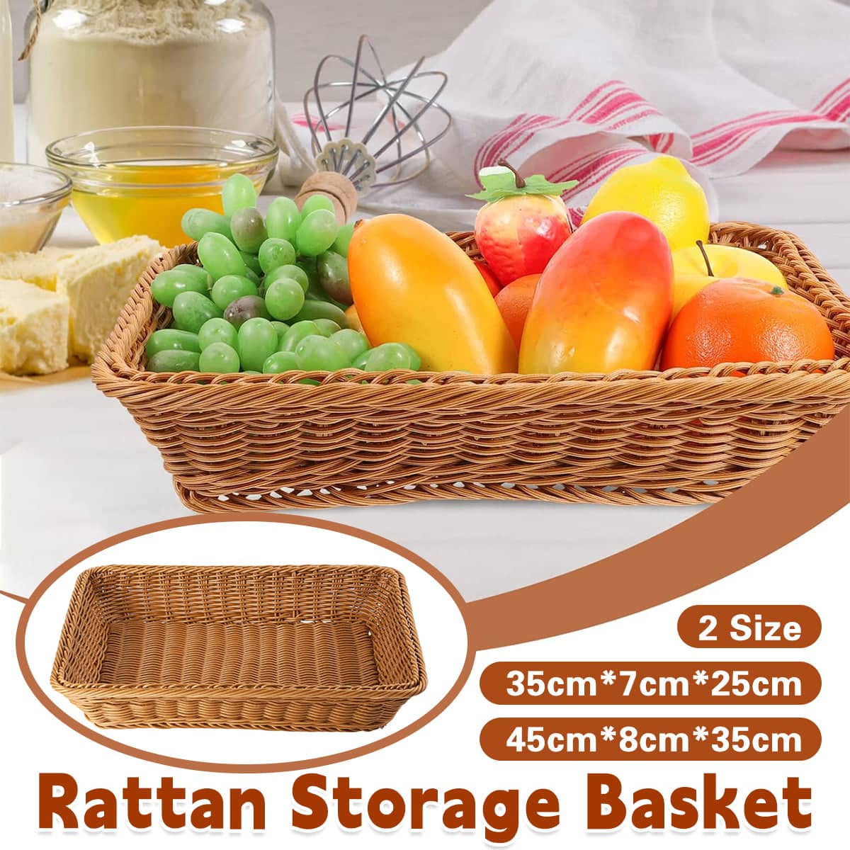 Woven Imitation Rattan Serving Tray - 35 x 25 x 7 cm - view 2