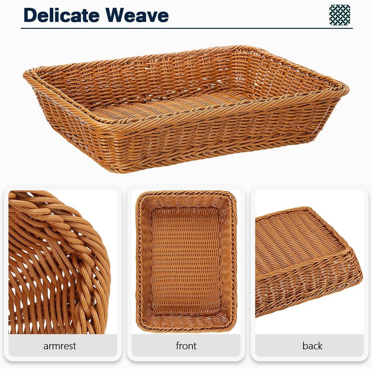 Woven Imitation Rattan Serving Tray - 35 x 25 x 7 cm - view 5