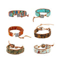 Woven Natural Stone Bracelet, Adjustable - Brown - view 3