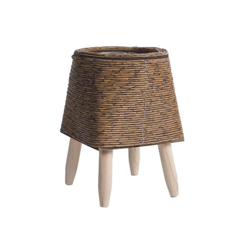 Woven Rattan Planter with Wooden Legs - Brown, Trapezoidal