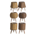 Woven Rattan Planter with Wooden Legs - Golden Yellow, Cylindrical - view 3