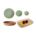 Woven Rattan Serving Tray for Kitchen and Desktop - Rectangular Tray with Rim Handles - view 3