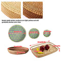 Woven Rattan Serving Tray for Kitchen and Desktop - Rectangular Tray with Rim Handles - view 4