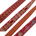Woven Ribbon Trim, 1.5cm x 45m - Red with Gold Hearts - view 3
