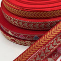 Woven Ribbon Trim, 1.5cm x 45m - Red with Gold Hearts - view 4