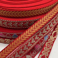 Woven Ribbon Trim, 1.5cm x 45m - Red with Gold Hearts - view 5