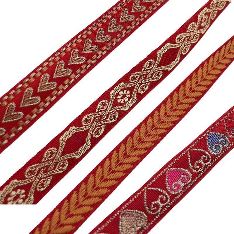 Woven Ribbon Trim, 1.5cm x 45m - Red with Multicolour Hearts - view 3