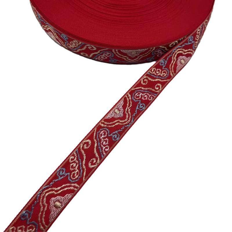 Woven Ribbon Trim, Geometric Border Ribbon Fabric - 2 cm Wide, 45 m Roll