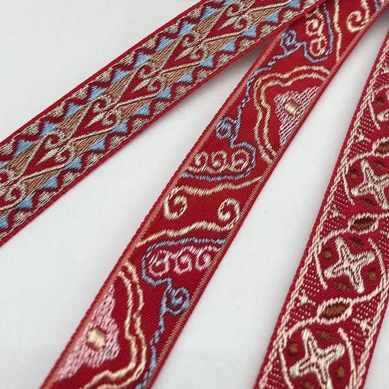 Woven Ribbon Trim, Geometric Border Ribbon Fabric - 2 cm Wide, 45 m Roll - view 4