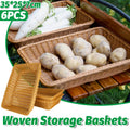Woven Storage Baskets Set of 6, Rectangular PP Rattan Style Organisers