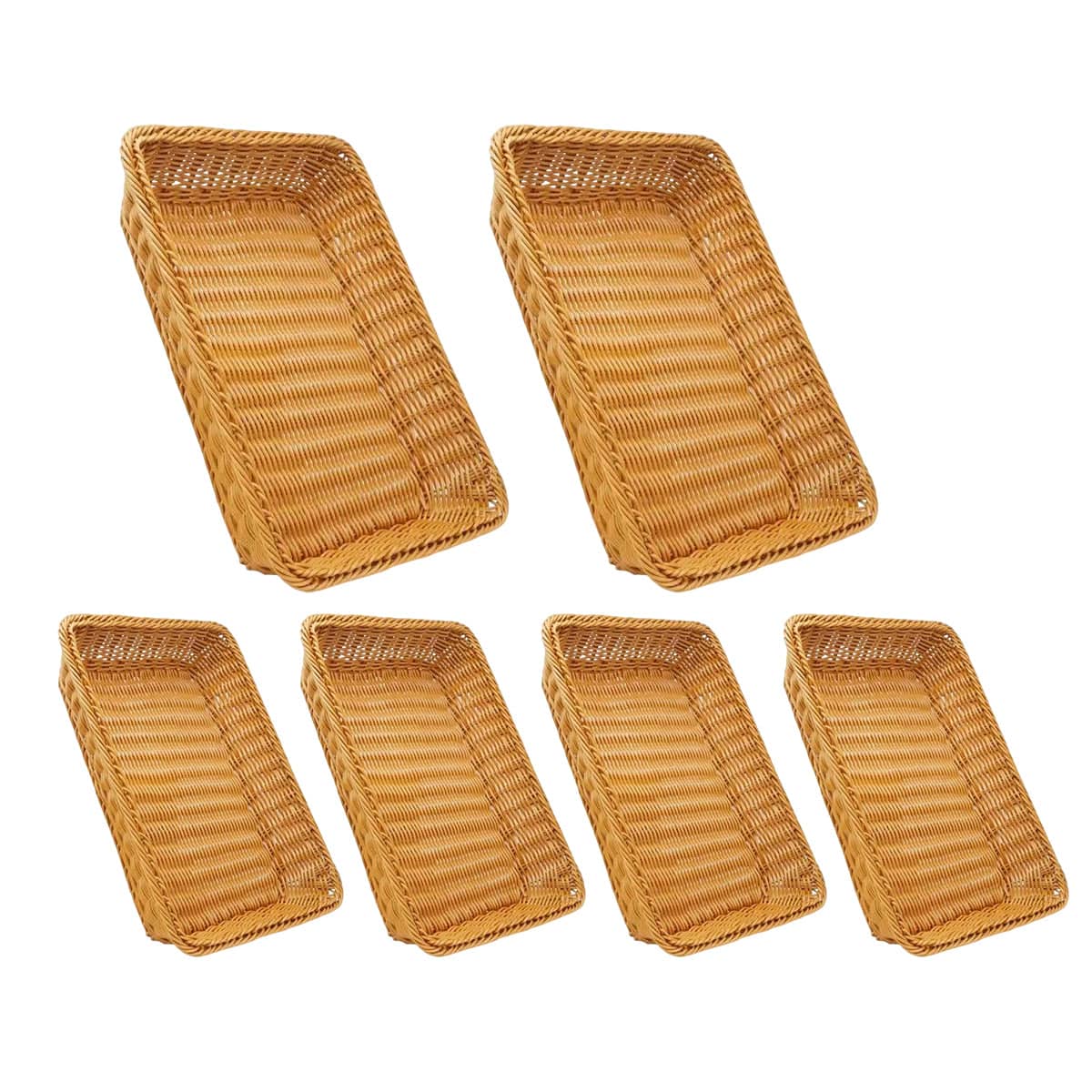 Woven Storage Baskets Set of 6, Rectangular PP Rattan Style Organisers - view 2