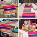 Woven Striped Table Runner with Tassels - Hot Pink - view 5