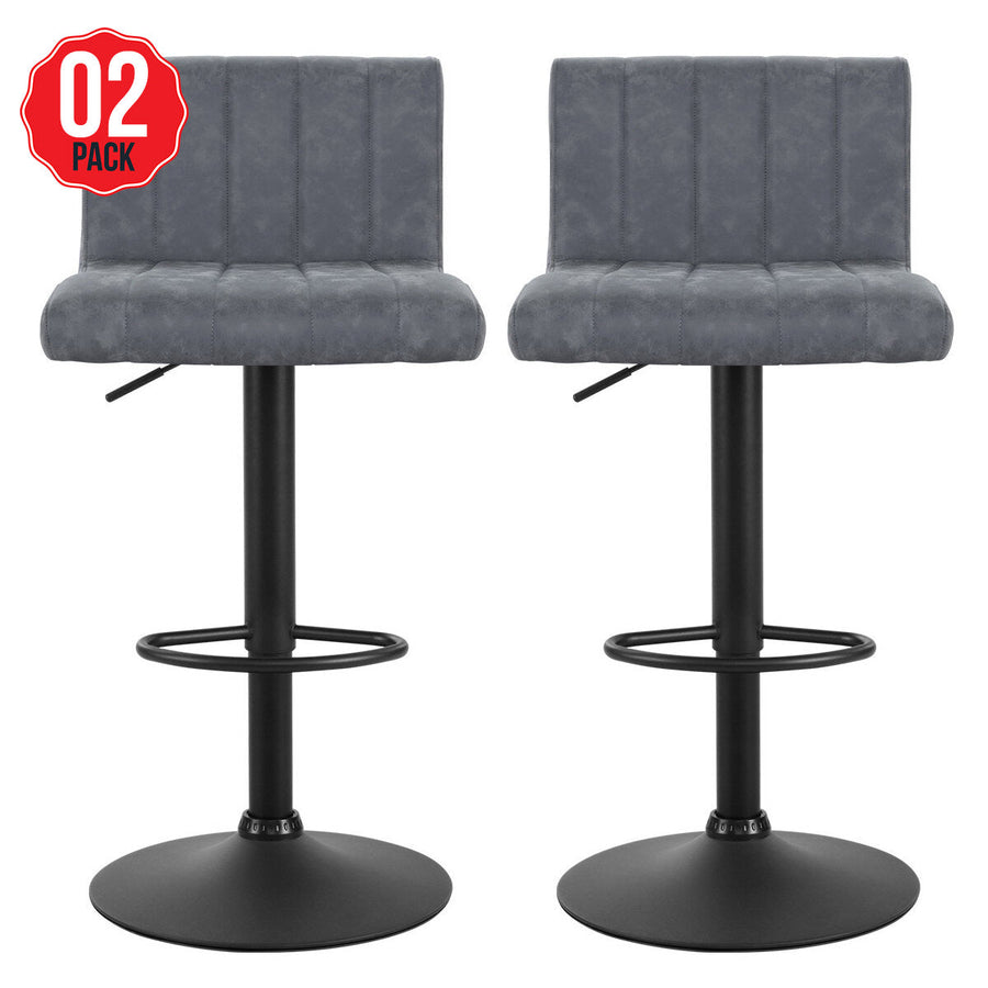 Artiss Gaslift Swivel Bar Stool Grey 2 Pack - SuperSaverAU - view 1