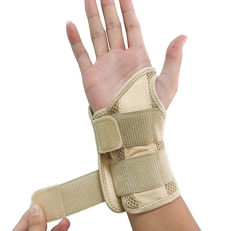 Wrist Brace with Steel Splint for Left Hand, Night Wrist Support - Beige - view 4