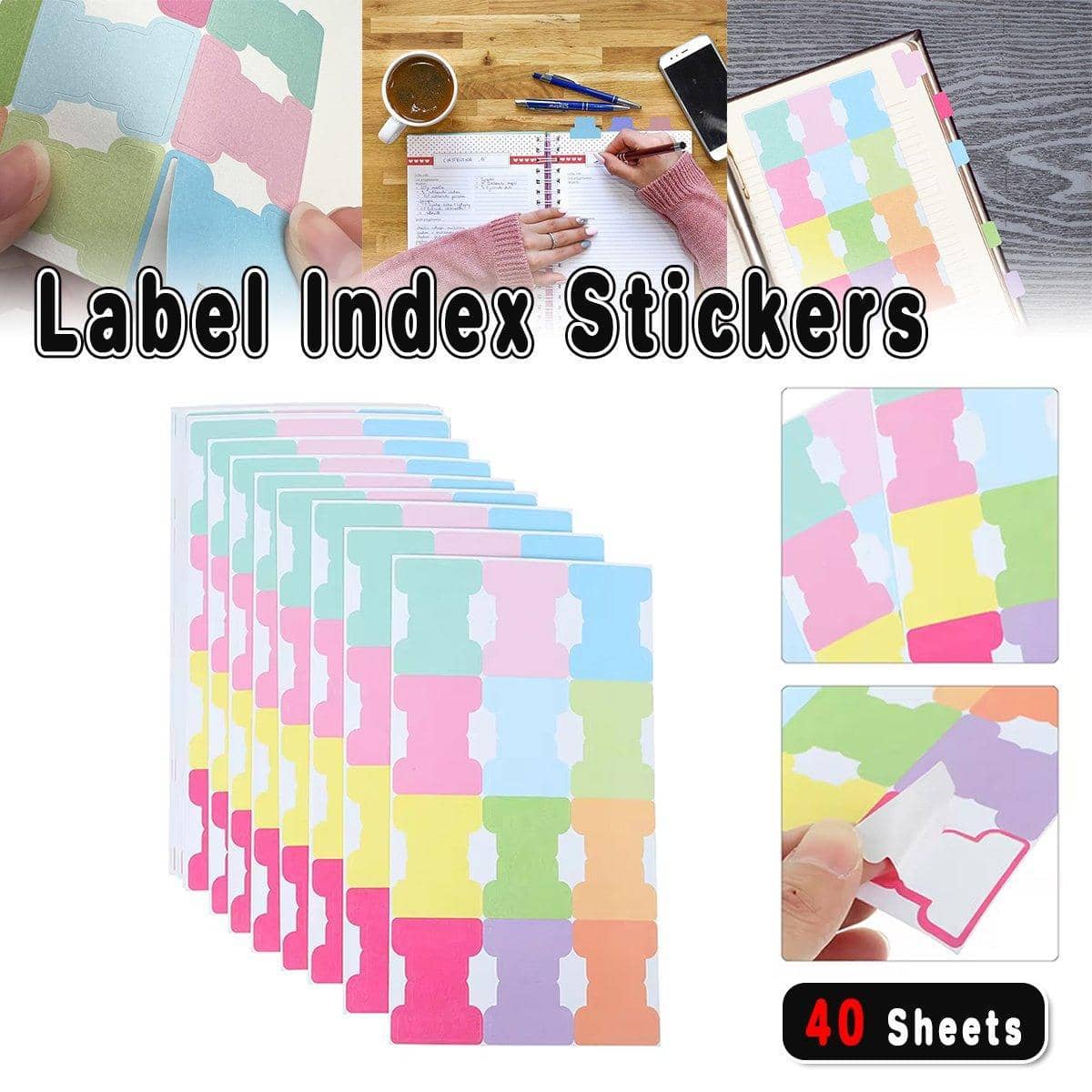 Writable Index Label Stickers, 40 Sheets - Pastel Colours for Journals