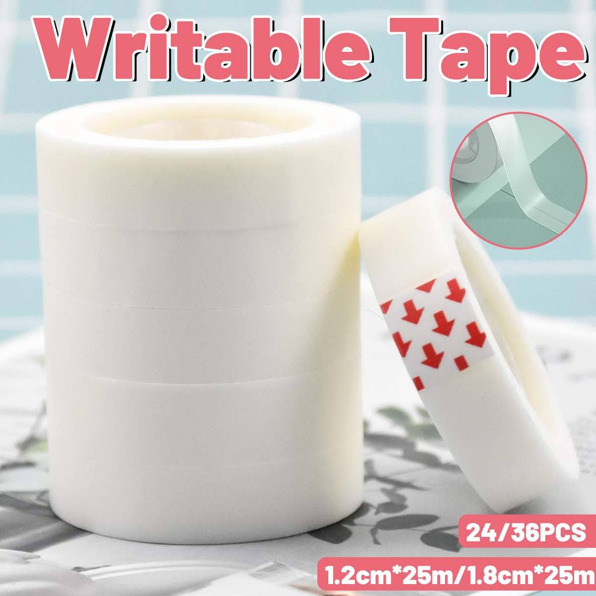 Writable Invisible Tape Hand Tear Rolls, 36 Pack - 1.2 cm x 25 m - view 2
