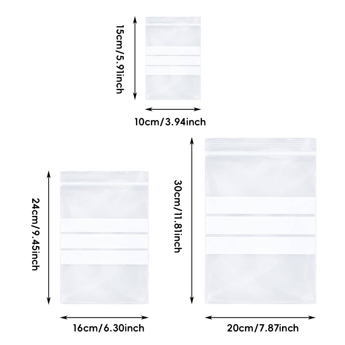 Writable Zip Seal Food Storage Bags, Pack of 100 - 16 x 24 cm - view 4