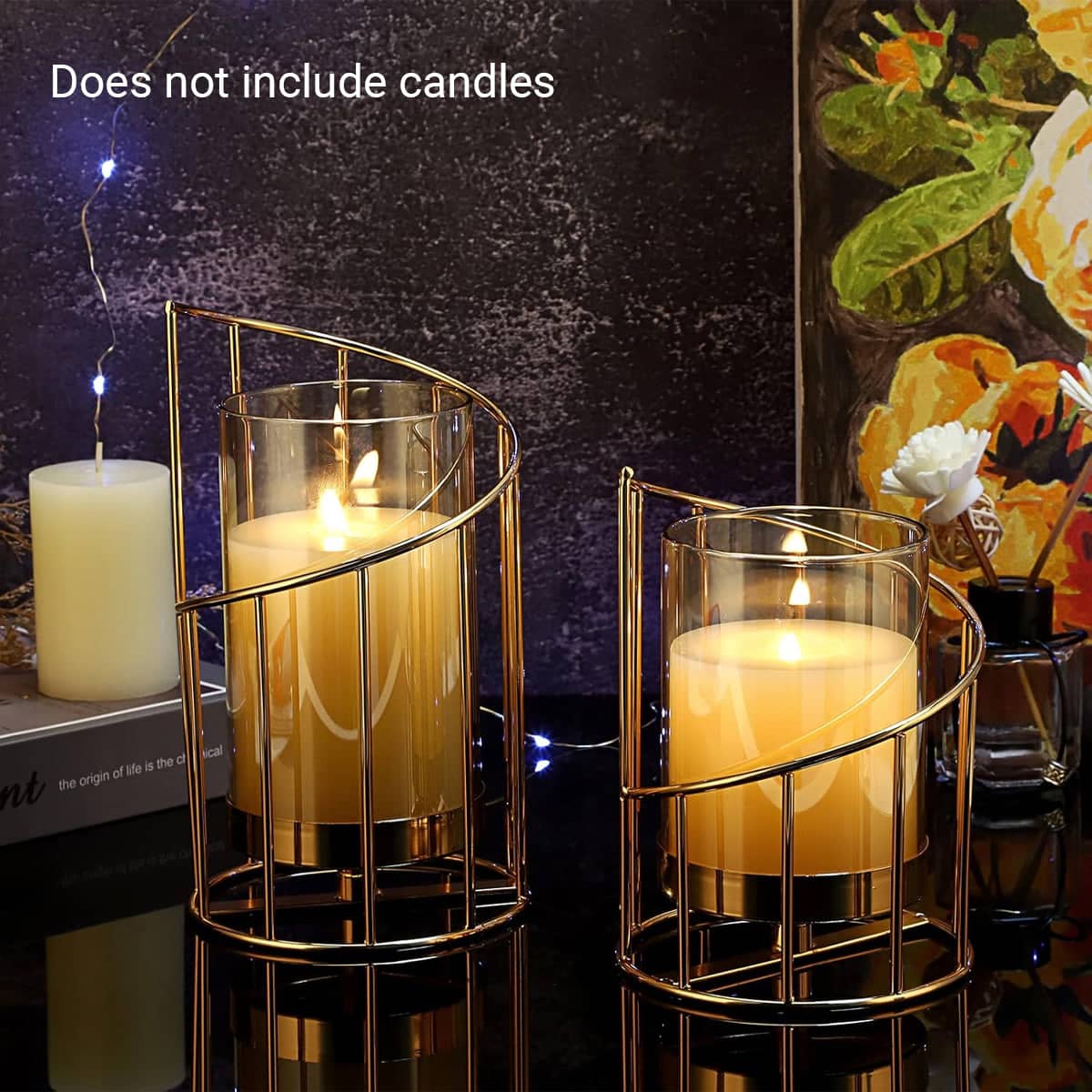 Wrought Iron Candle Holder Romantic Candlestick Ornament Dinner Table Decor - Large 22 cm - view 5