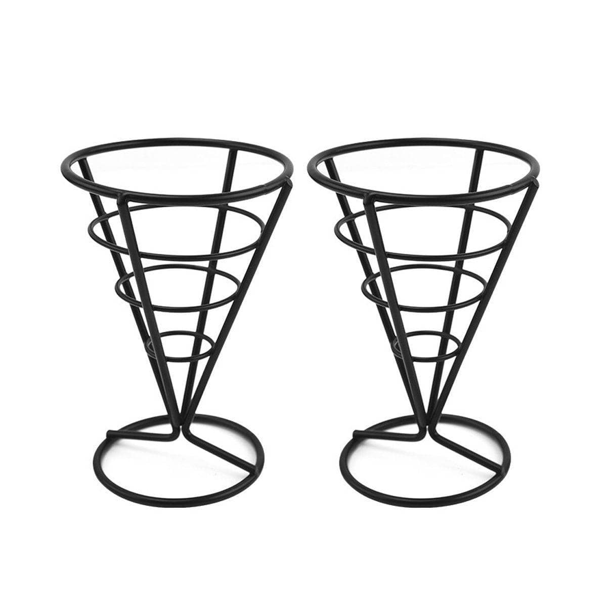 Wrought Iron Cone Snack Rack for Fries and Chips - Black, Pack of 2 - view 2