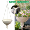 Wrought Iron Hanging Basket Planter with Bird Detail, White 25 cm Bowl