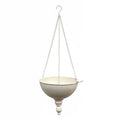 Wrought Iron Hanging Basket Planter with Bird Detail, White 25 cm Bowl - view 2