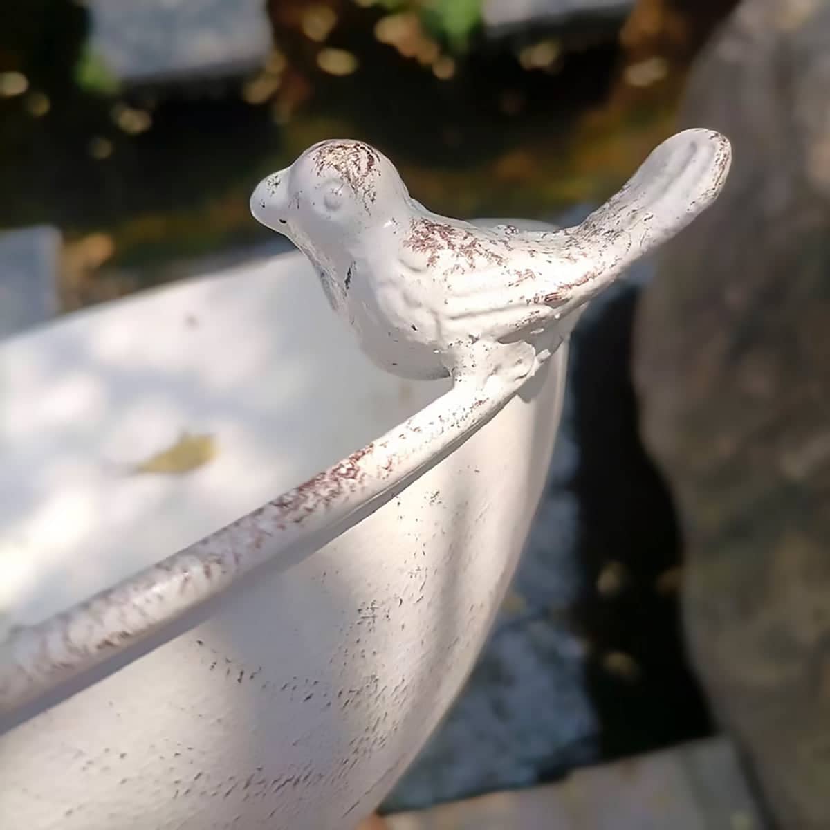 Wrought Iron Hanging Basket Planter with Bird Detail, White 25 cm Bowl - view 4