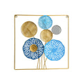 Wrought Iron Wall Decor Flower Design Hanging Ornament, Gold and Blue, 45 x 45 cm - view 2