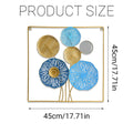 Wrought Iron Wall Decor Flower Design Hanging Ornament, Gold and Blue, 45 x 45 cm - view 3