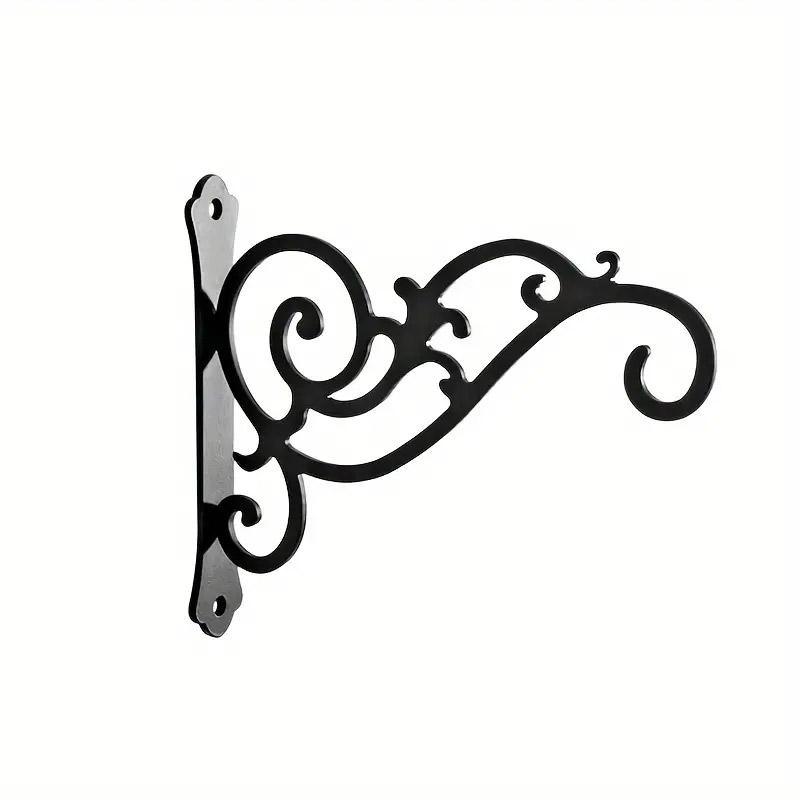 Wrought Iron Wall Hook for Hanging Plants and Baskets, Black - view 2