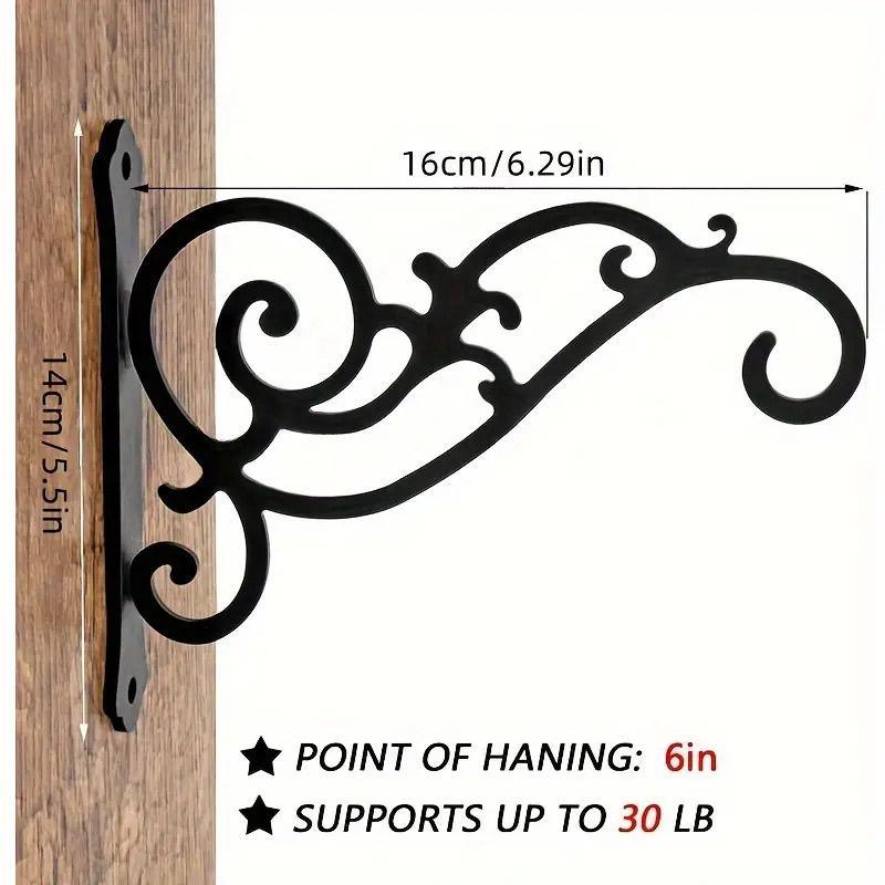 Wrought Iron Wall Hook for Hanging Plants and Baskets, Black - view 3
