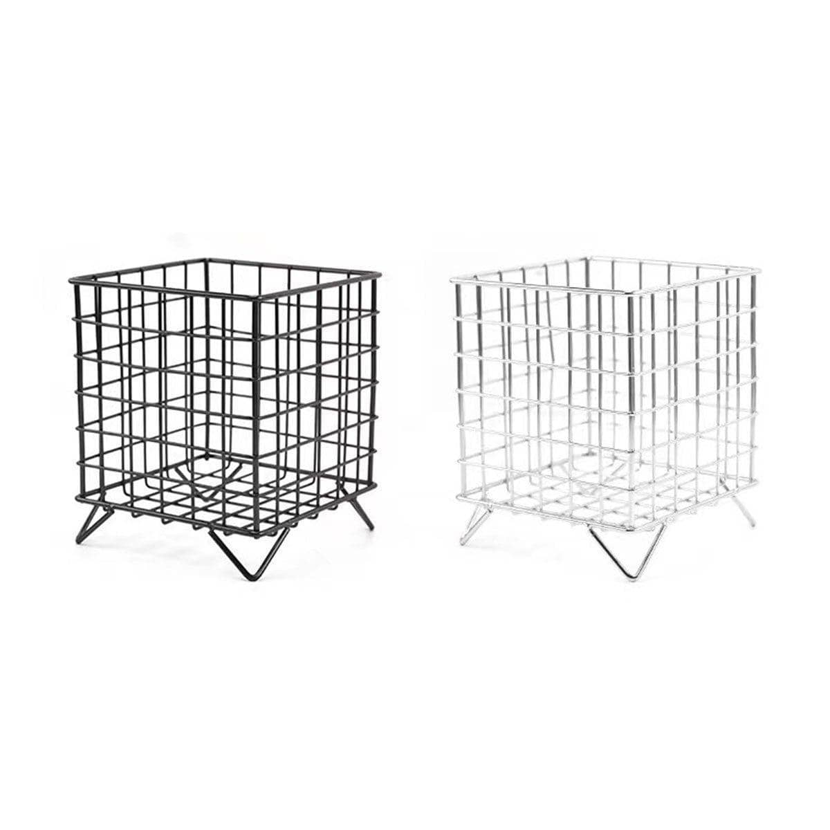 Wrought Iron Wire Storage Basket for Desktop and Cosmetics - Silver - view 3