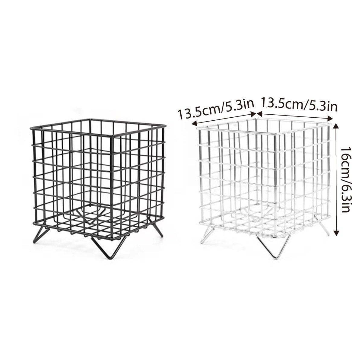 Wrought Iron Wire Storage Basket for Desktop and Cosmetics - Silver - view 4