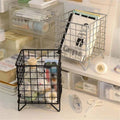 Wrought Iron Wire Storage Basket for Desktop and Cosmetics - Silver - view 5