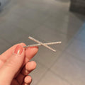 X Shaped Crystal Rhinestone Hair Clip - Gold - view 5
