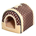 XL Igloo Pet House Bed for Dogs and Cats - Brown Dots, 75 x 55 x 53 cm