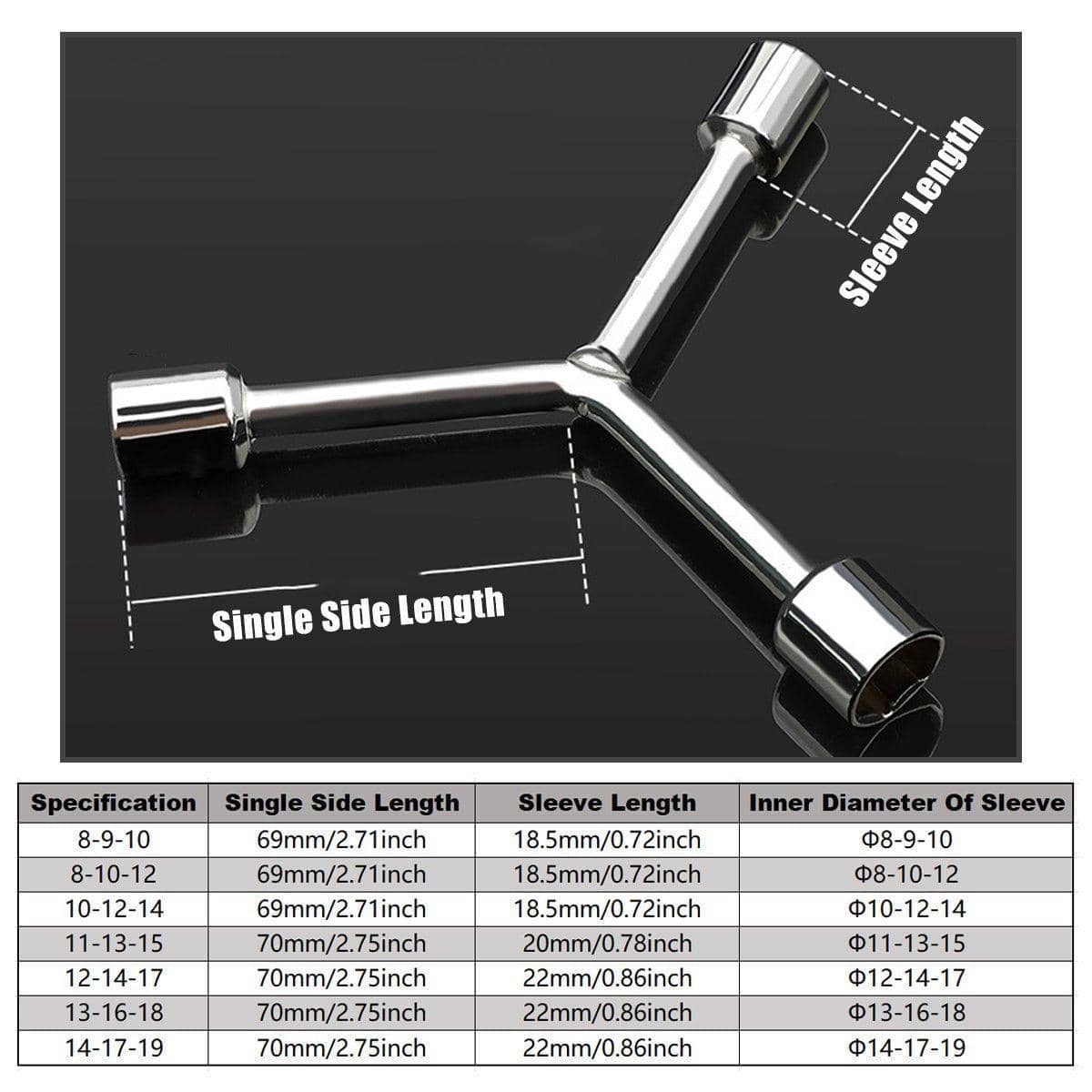 Y-Type Socket Wrench, High-Carbon Steel - 14, 17 and 19 mm - view 4