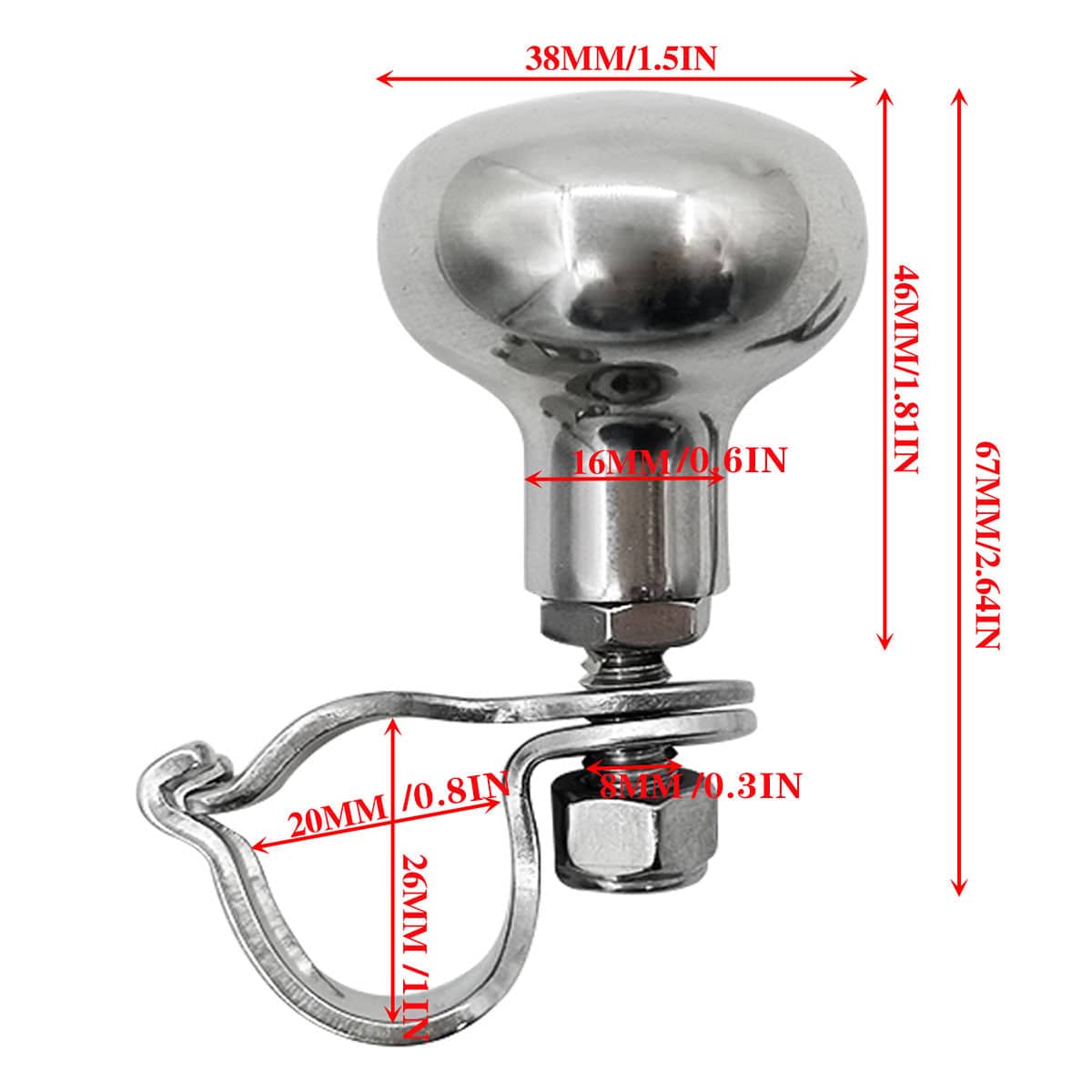 Yacht Steering Wheel Power Ball Grip, 316 Stainless Steel Marine Hand Control - view 3