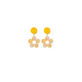 Yellow and Cream Floral Drop Earrings for Women, Resin Fashion Jewellery