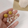 Yellow and Cream Floral Drop Earrings for Women, Resin Fashion Jewellery - view 4