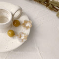 Yellow and Cream Floral Drop Earrings for Women, Resin Fashion Jewellery - view 5