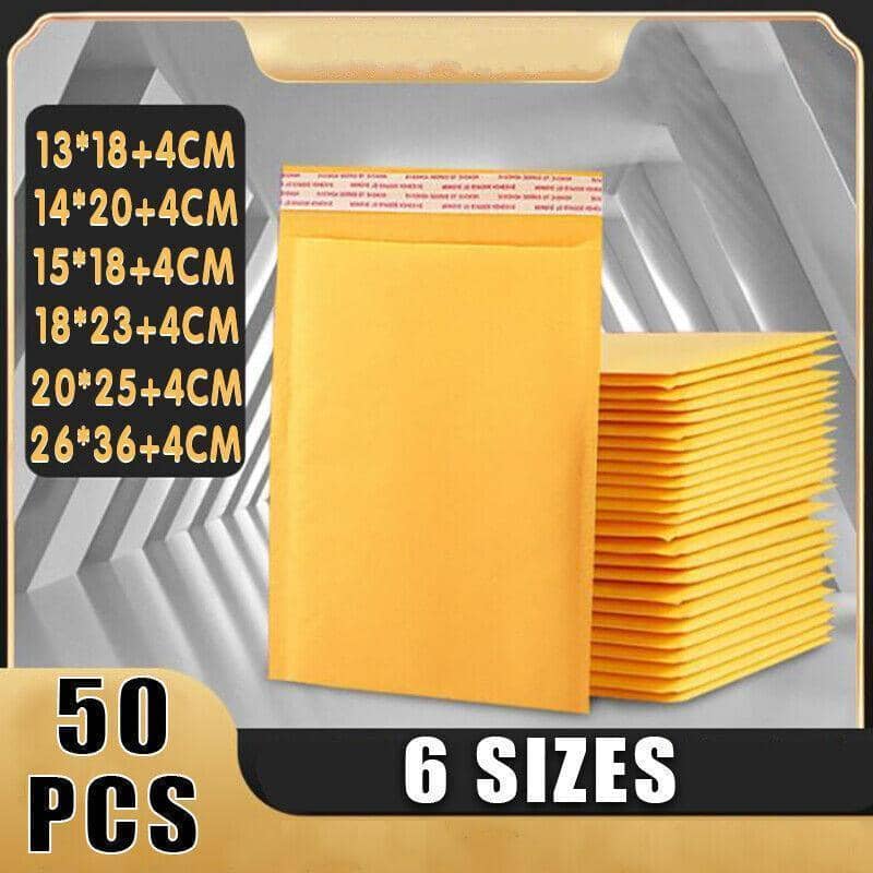 Yellow Bubble Mailers, Pack of 50 - 15 x 18 cm with 4 cm Extension - view 2