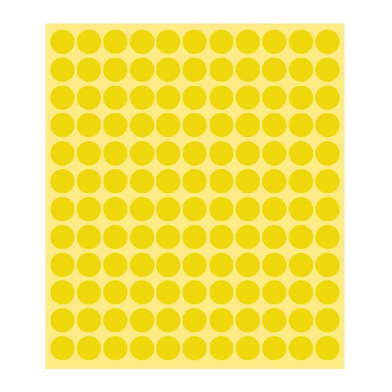 Yellow Round Dot Stickers - 13mm, 132 Dots, 1 Sheet