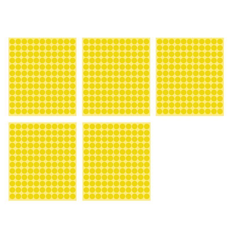 Yellow Round Dot Stickers - 13mm, 132 Dots, 5 Sheets