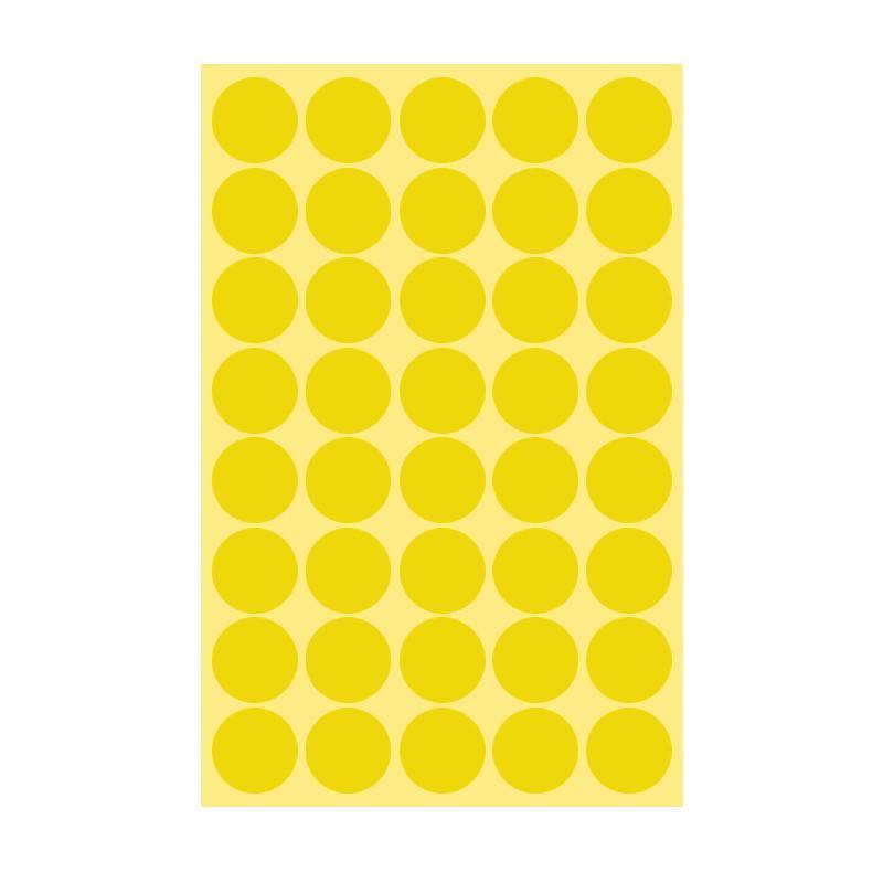 Yellow Round Dot Stickers - 25mm, 40 Dots, 1 Sheet