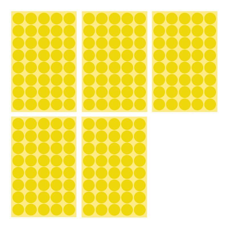 Yellow Round Dot Stickers - 25mm, 40 Dots, 5 Sheets