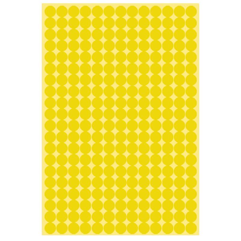 Yellow Round Dot Stickers - 8mm, 260 Dots, 1 Sheet