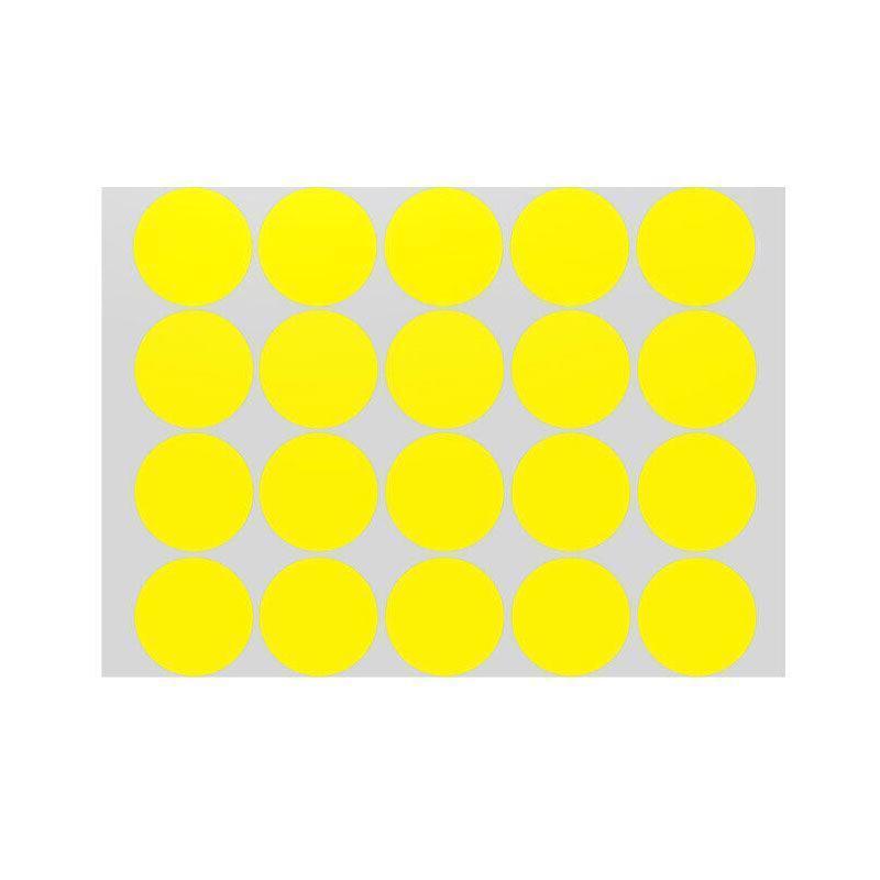 Yellow Sticker Dots Round Adhesive Paper Labels - 50mm, 40 Dots
